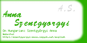 anna szentgyorgyi business card